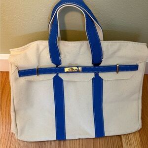Stylish Cream and Blue Tote Bag